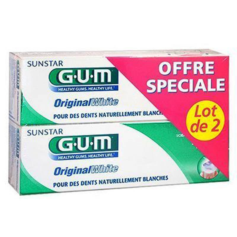 GUM ORIGINAL WHITE Pâte dentifrice blanchissant 2 Tube de 75ml